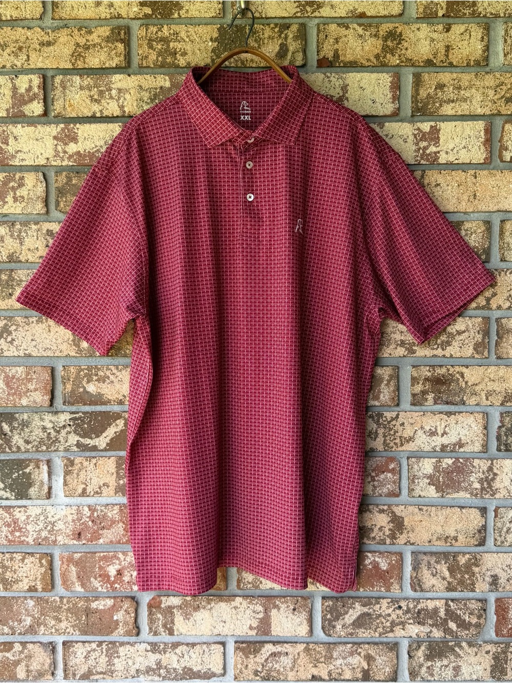 Men’s RHOBACK Polo Shirt Size XXL AOP Corkscrew Maroon Beautiful Condition!